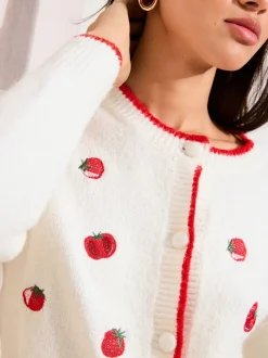 Friends Like These Tomato Embroidered Cardigan