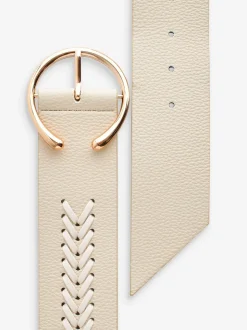 Gebroken wit - Brede riem met vlechtdetail