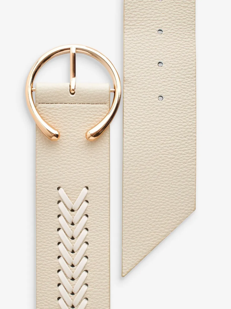 Gebroken wit - Brede riem met vlechtdetail
