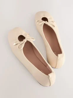 Gebroken wit - Forever Comfort® Tie Up Round Toe Ballet Flats