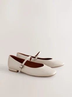 Gebroken wit - Mary Jane-schoenen met ronde neus