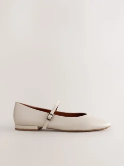 Gebroken wit - Mary Jane-schoenen met ronde neus