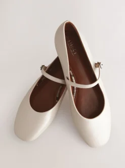 Gebroken wit - Mary Jane-schoenen met ronde neus