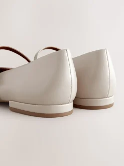 Gebroken wit - Mary Jane-schoenen met ronde neus
