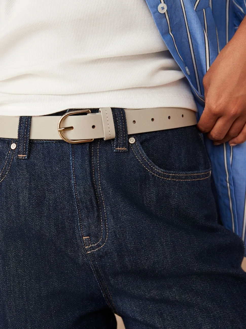 Gebroken wit - Standaard leren riem