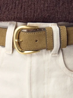 Gedempt groen - N. Premium Made in Italië suède riem