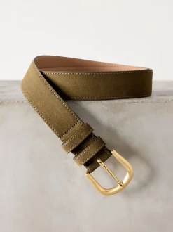 Gedempt groen - N. Premium Made in Italië suède riem