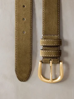 Gedempt groen - N. Premium Made in Italië suède riem
