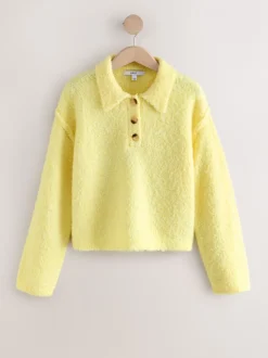 Geel - Boucle Long Sleeve Polo Jumper