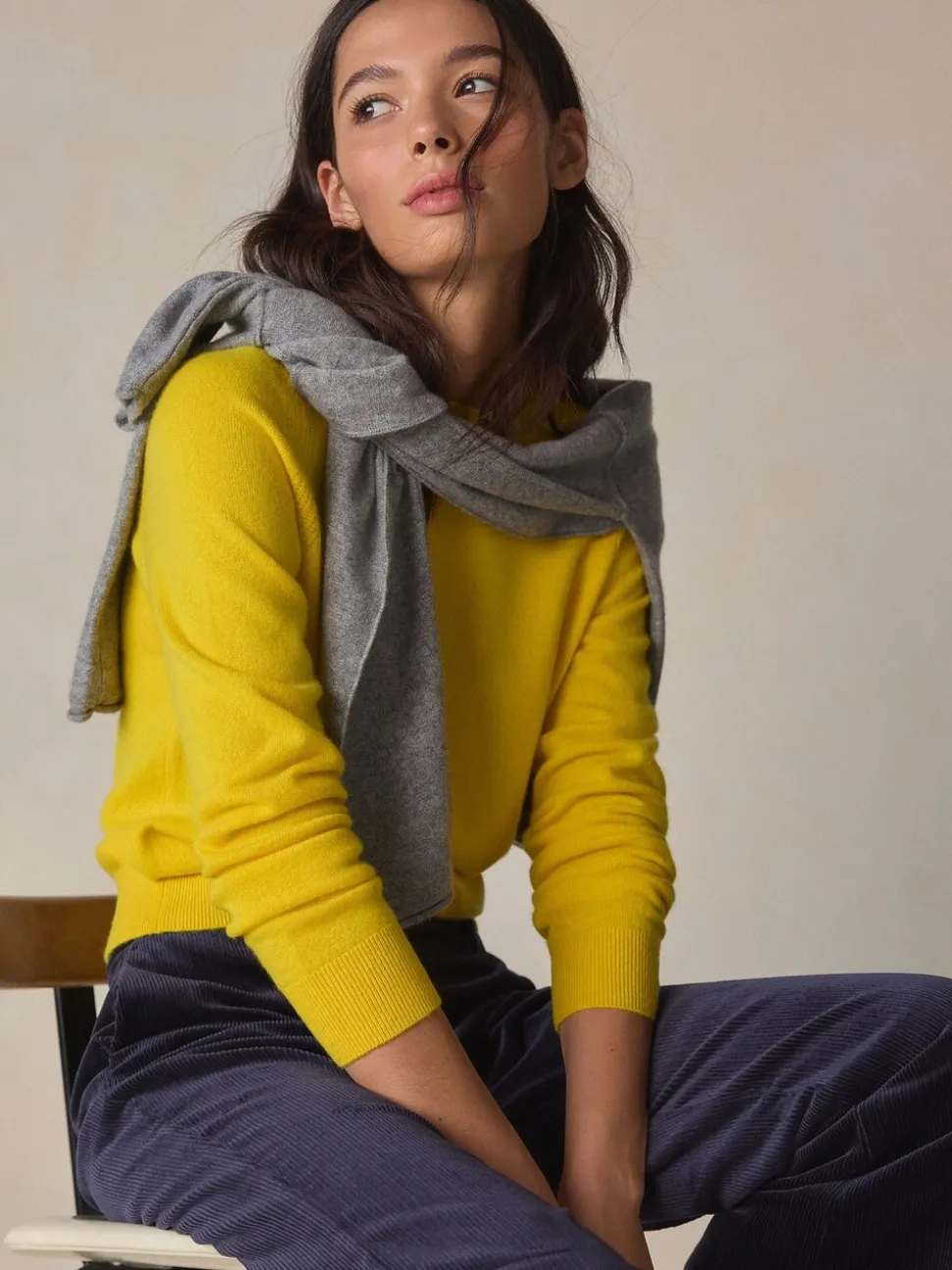 Geel - N.Premium 100% Cashmere Crew Neck Jumper