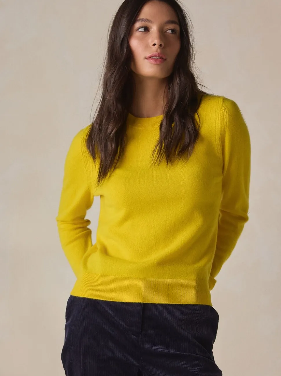 Geel - N.Premium 100% Cashmere Crew Neck Jumper