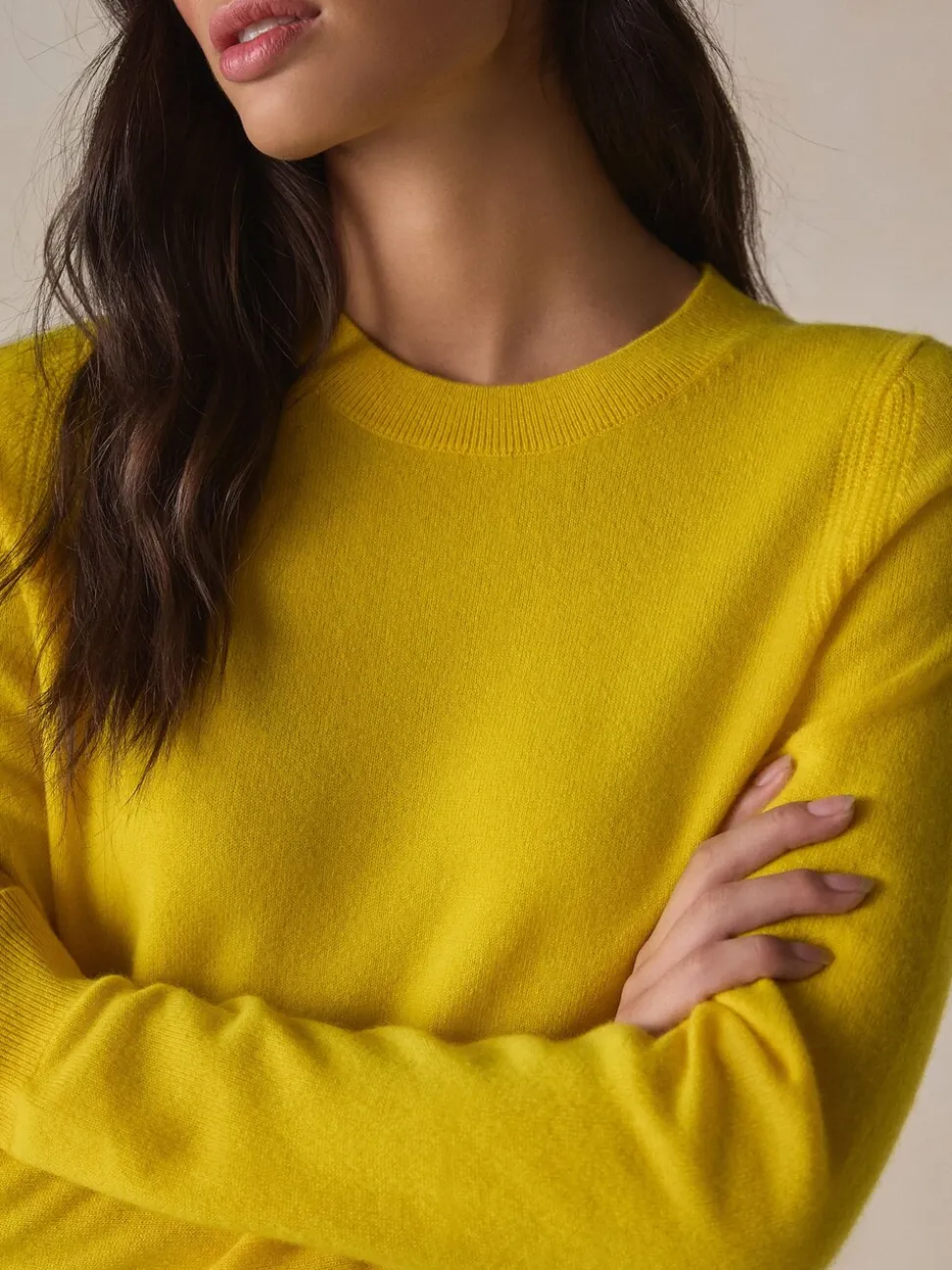 Geel - N.Premium 100% Cashmere Crew Neck Jumper