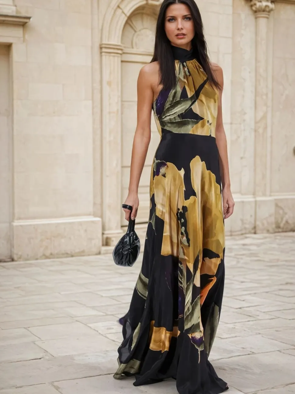 Geel - Religion Valeria Column Maxi Dress With Large Floral Print