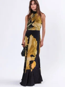 Geel - Religion Valeria Column Maxi Dress With Large Floral Print