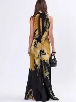 Geel - Religion Valeria Column Maxi Dress With Large Floral Print