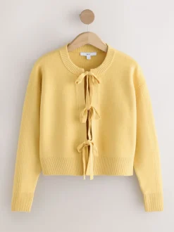 Geel - Supersoft Tie Front Knitted Cardigan