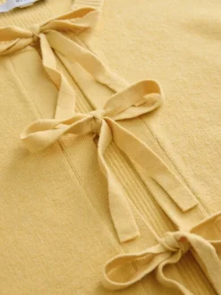 Geel - Supersoft Tie Front Knitted Cardigan