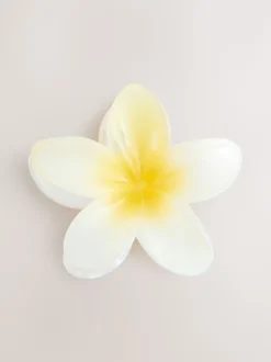 Geel/wit - Bloemvormige klauw haarclip