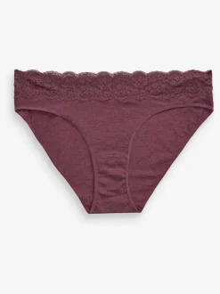 Gemêleerd grijs/roze/roodpaars - Katoenen kanten slipjes 4 stuks