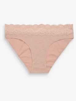 Gemêleerd grijs/roze/roodpaars - Katoenen kanten slipjes 4 stuks