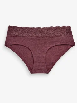 Gemêleerd grijs/roze/roodpaars - Katoenen kanten slipjes 4 stuks