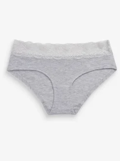 Gemêleerd grijs/roze/roodpaars - Katoenen kanten slipjes 4 stuks