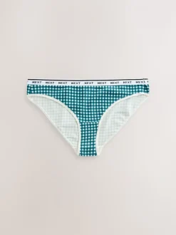 Gingham-print - 7 Katoenen slipjes met logotailleband
