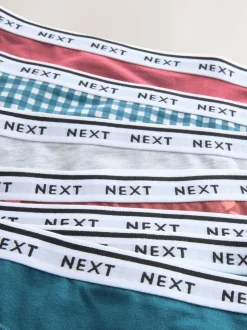 Gingham-print - 7 Katoenen slipjes met logotailleband