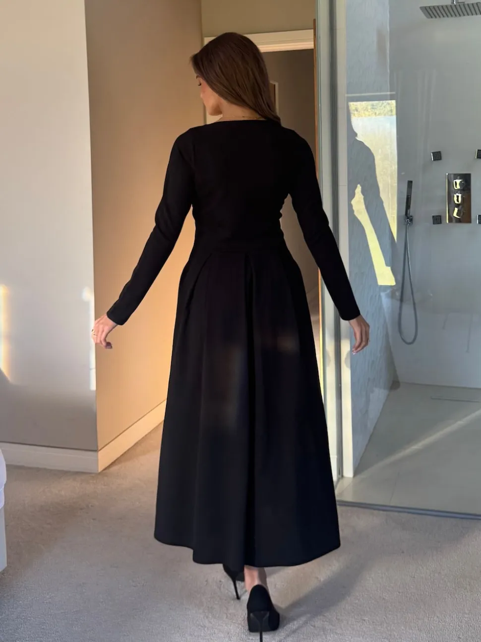 Girl In Mind Evie Square Neck Long Sleeve Midi Dress