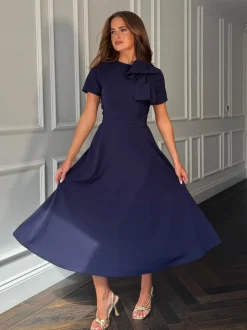 Girl In Mind Minta Bow Detail Short Sleeve Midi Dress