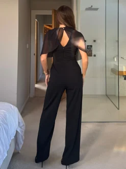 Girl In Mind Vivienne Cape Detail Stretch Jumpsuit