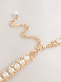 Gold Tone Pearl Bead - Kettingriem