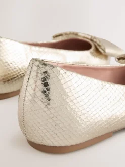 Goud - Ballerina's met spitse neus en strik