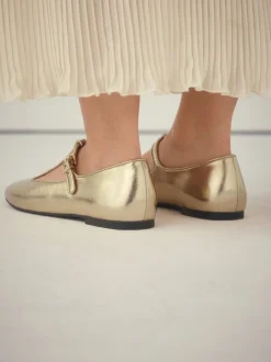 Goud - Forever Comfort® leren T-Bar Mary Jane-schoenen