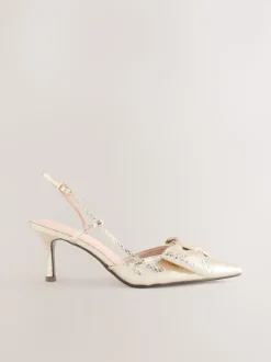 Goud - Forever Comfort® schoenen met strik, hielbandje en spitse neus