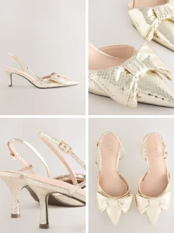 Goud - Forever Comfort® schoenen met strik, hielbandje en spitse neus
