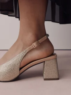 Goud - Forever Comfort® Square Toe Slingback Block Heels