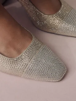 Goud - Forever Comfort® Square Toe Slingback Block Heels