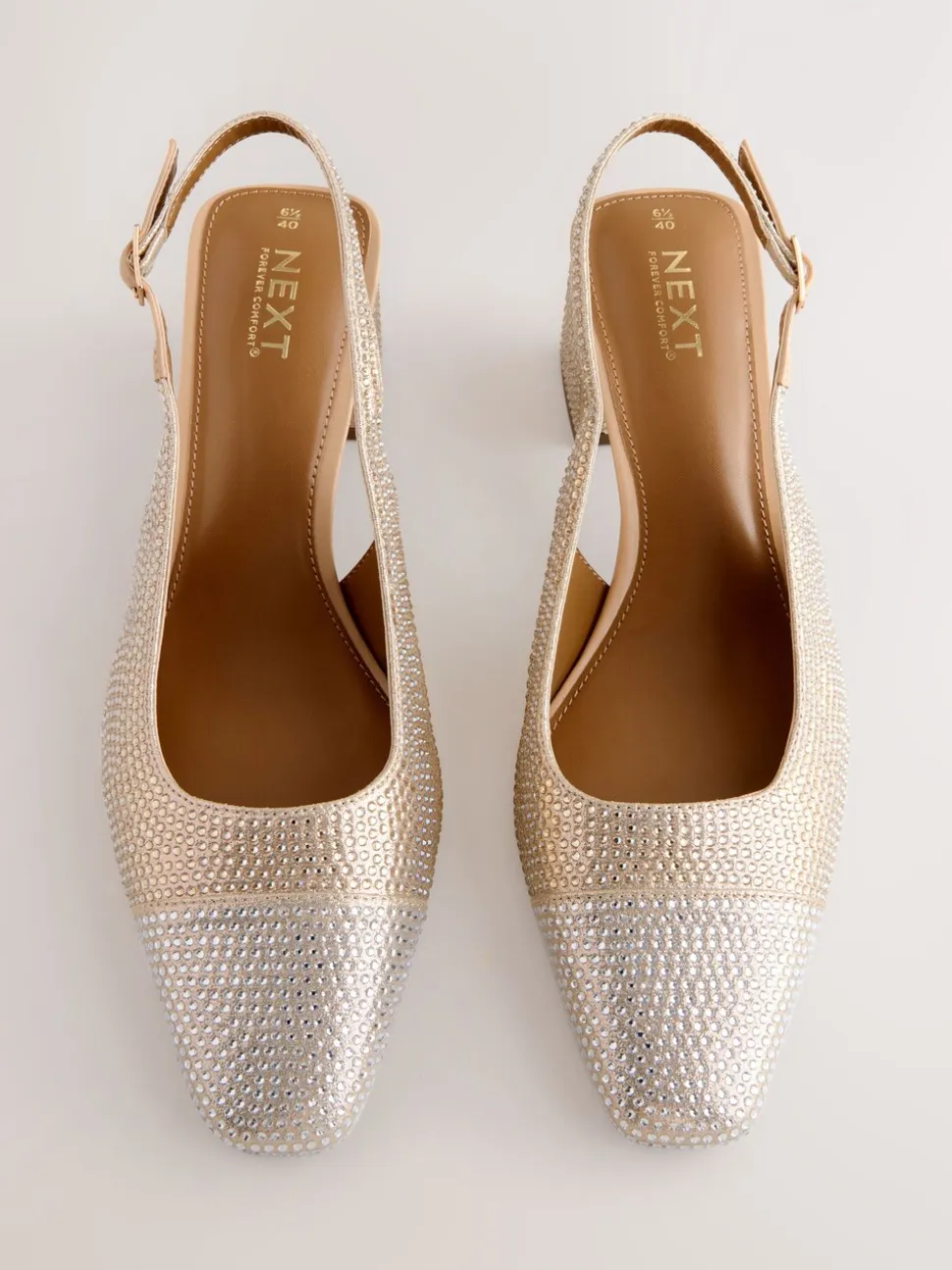 Goud - Forever Comfort® Square Toe Slingback Block Heels