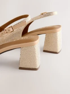 Goud - Forever Comfort® Square Toe Slingback Block Heels