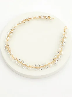 Goud - Ivory & Co bohemia haarband met kristallen en parels