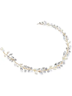 Goud - Ivory & Co bohemia haarband met kristallen en parels