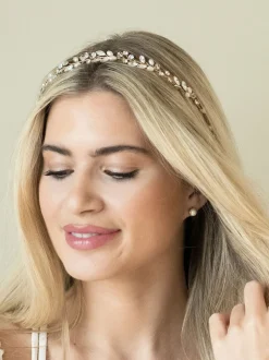 Goud - Ivory & Co bohemia haarband met kristallen en parels