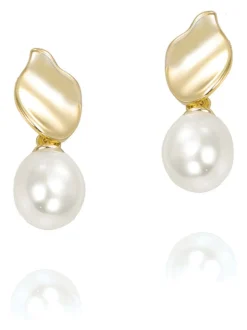 Goud - Ivory & Co moderne oorhangers met pareleffect