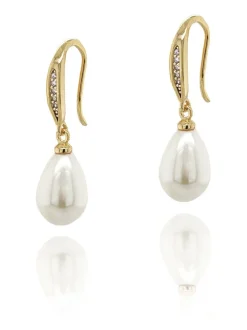 Goud - Ivory & Co Salford oorbellen met kristal en parel