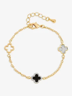 Goud - Jon Richard Plated Pave and Jet Clover Bracelet
