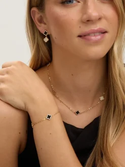 Goud - Jon Richard Plated Pave and Jet Clover Bracelet