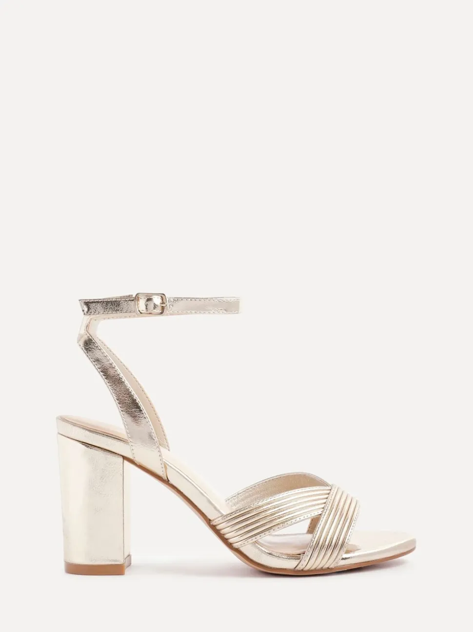Goud - Linzi City sandalen met blokhak en geribbelde voorband