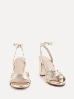 Goud - Linzi City sandalen met blokhak en geribbelde voorband