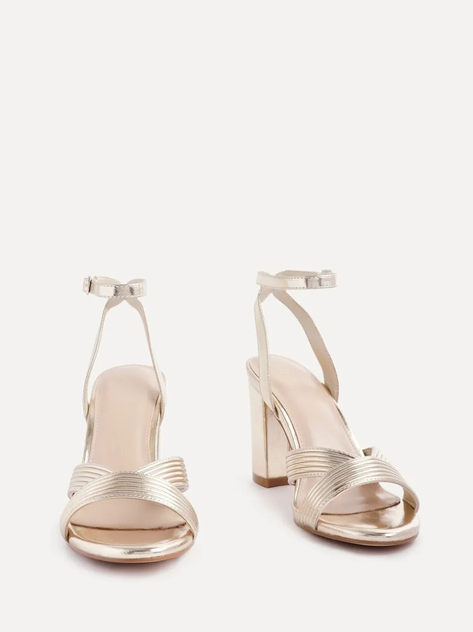 Goud - Linzi City sandalen met blokhak en geribbelde voorband